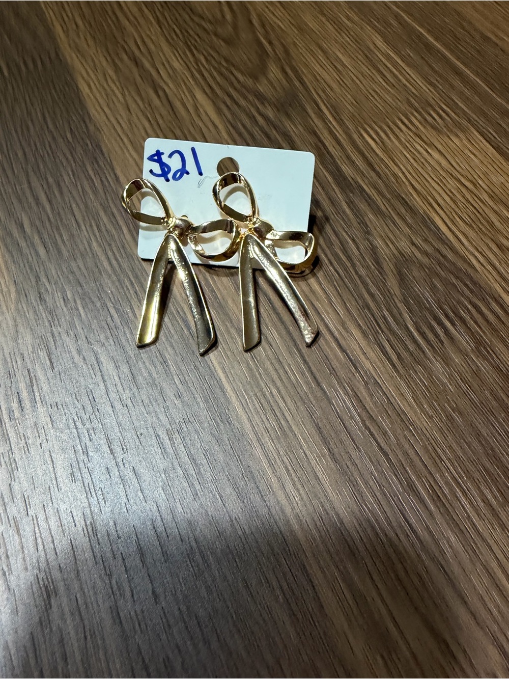 Gold Bow Drop Earrings - Women Jewelry
